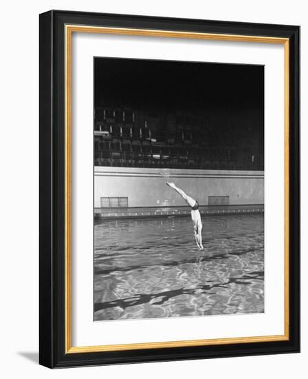 Double Twister Dive by Ohio State University Diver Miller Anderson, NCAA Swimmer of the Year-Gjon Mili-Framed Photographic Print