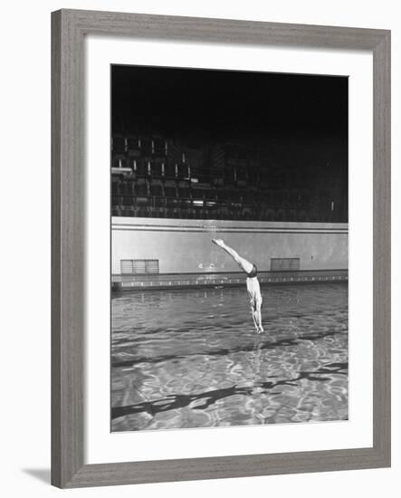 Double Twister Dive by Ohio State University Diver Miller Anderson, NCAA Swimmer of the Year-Gjon Mili-Framed Photographic Print