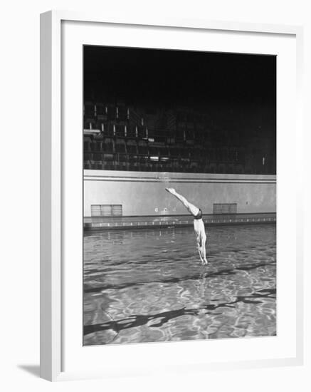 Double Twister Dive by Ohio State University Diver Miller Anderson, NCAA Swimmer of the Year-Gjon Mili-Framed Photographic Print