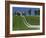 Double White Fence Flows from an Elegant Horse Barn, Woodford County, Kentucky, USA-Dennis Flaherty-Framed Photographic Print