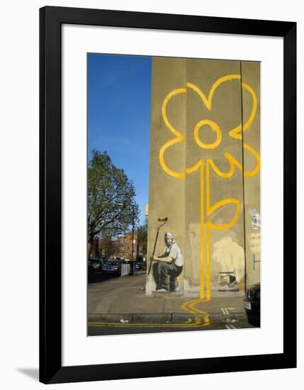 Double Yellow Lines Flower-Banksy-Framed Giclee Print