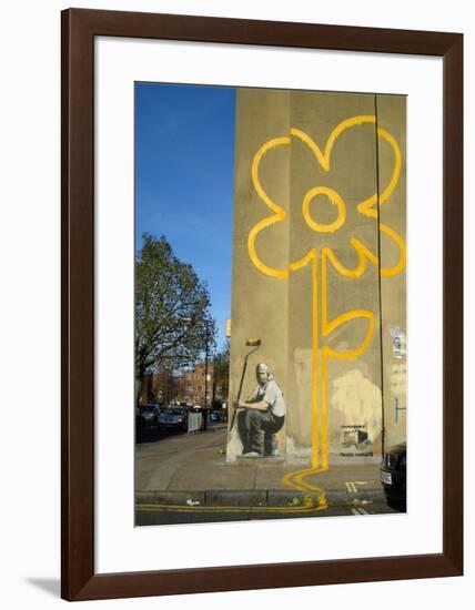 Double Yellow Lines Flower-Banksy-Framed Giclee Print