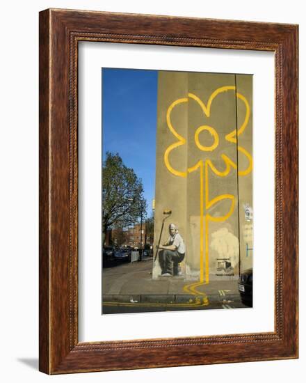 Double Yellow Lines Flower-Banksy-Framed Giclee Print