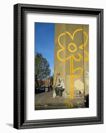 Double Yellow Lines Flower-Banksy-Framed Giclee Print