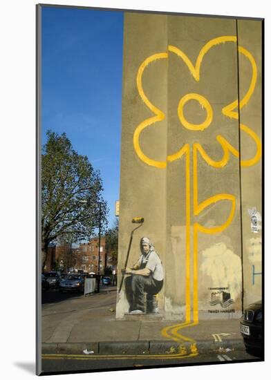 Double Yellow Lines Flower-Banksy-Mounted Giclee Print