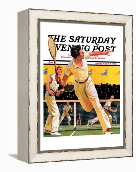 "Doubles Tennis Match," Saturday Evening Post Cover, September 5, 1936-Maurice Bower-Framed Premier Image Canvas