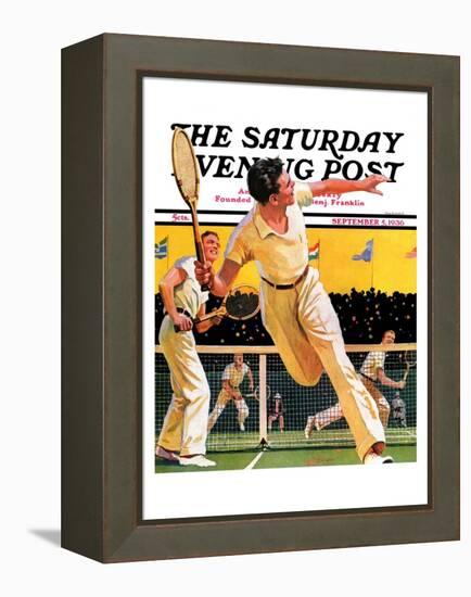 "Doubles Tennis Match," Saturday Evening Post Cover, September 5, 1936-Maurice Bower-Framed Premier Image Canvas