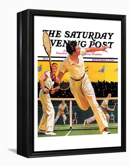 "Doubles Tennis Match," Saturday Evening Post Cover, September 5, 1936-Maurice Bower-Framed Premier Image Canvas