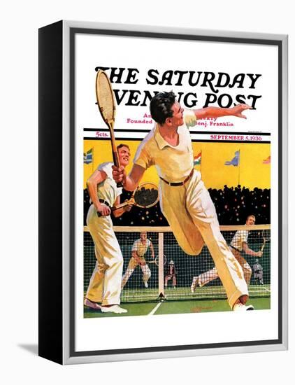 "Doubles Tennis Match," Saturday Evening Post Cover, September 5, 1936-Maurice Bower-Framed Premier Image Canvas