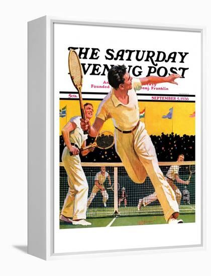 "Doubles Tennis Match," Saturday Evening Post Cover, September 5, 1936-Maurice Bower-Framed Premier Image Canvas