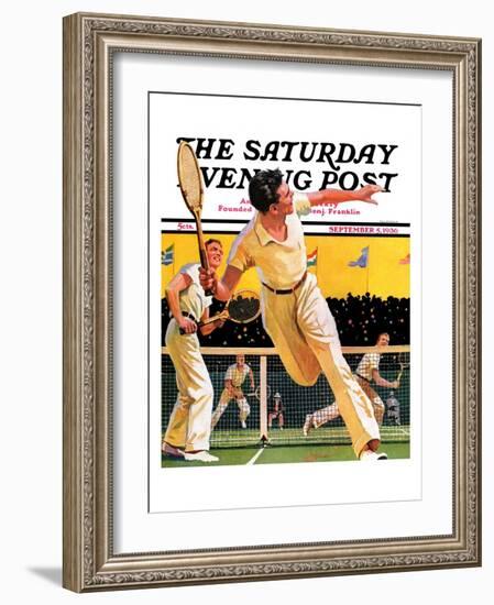 "Doubles Tennis Match," Saturday Evening Post Cover, September 5, 1936-Maurice Bower-Framed Giclee Print