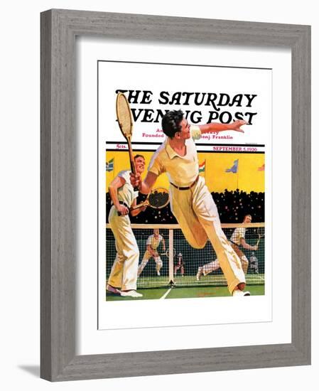 "Doubles Tennis Match," Saturday Evening Post Cover, September 5, 1936-Maurice Bower-Framed Giclee Print