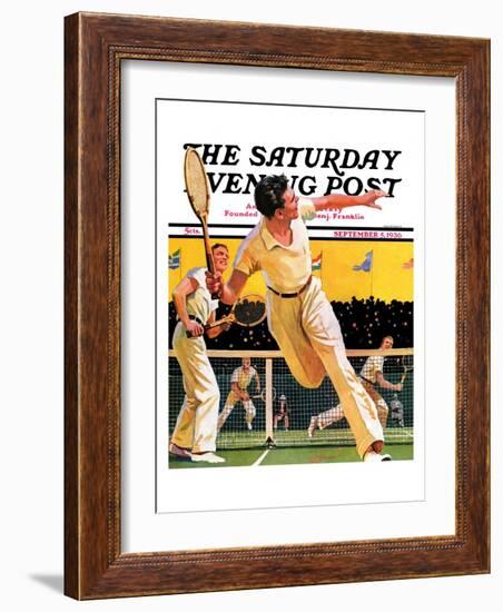 "Doubles Tennis Match," Saturday Evening Post Cover, September 5, 1936-Maurice Bower-Framed Giclee Print