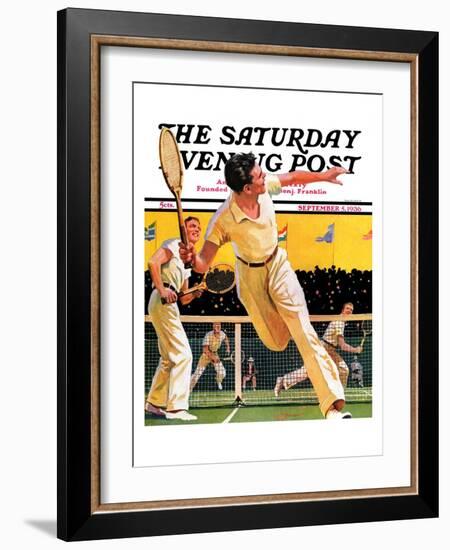 "Doubles Tennis Match," Saturday Evening Post Cover, September 5, 1936-Maurice Bower-Framed Giclee Print