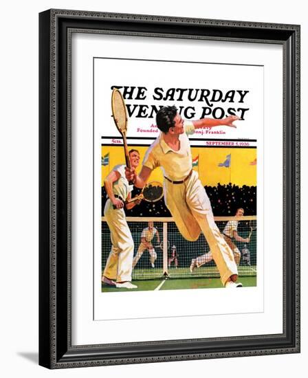 "Doubles Tennis Match," Saturday Evening Post Cover, September 5, 1936-Maurice Bower-Framed Giclee Print