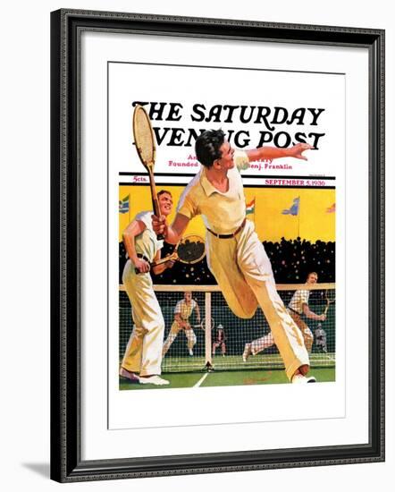 "Doubles Tennis Match," Saturday Evening Post Cover, September 5, 1936-Maurice Bower-Framed Giclee Print