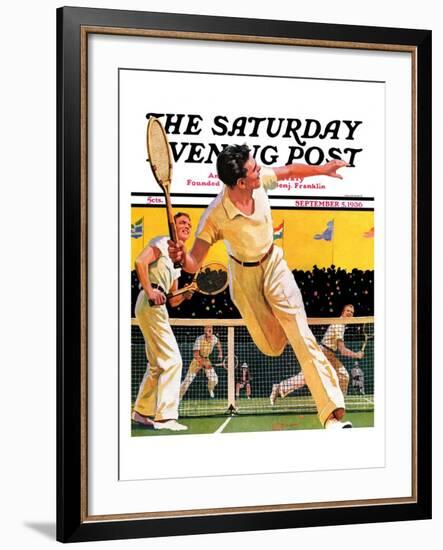 "Doubles Tennis Match," Saturday Evening Post Cover, September 5, 1936-Maurice Bower-Framed Giclee Print