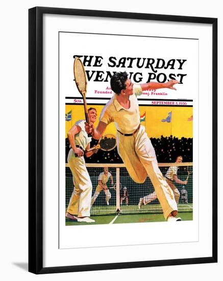 "Doubles Tennis Match," Saturday Evening Post Cover, September 5, 1936-Maurice Bower-Framed Giclee Print