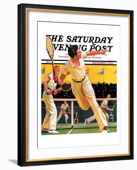 "Doubles Tennis Match," Saturday Evening Post Cover, September 5, 1936-Maurice Bower-Framed Giclee Print