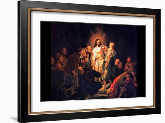 Doubting Thomas by Rembrandt-Rembrandt van Rijn-Framed Art Print
