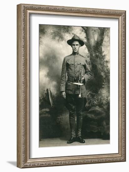 Doughboy with Bugle, World War I-null-Framed Art Print