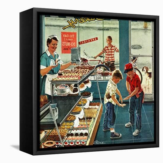 "Doughnuts for Loose Change", March 29, 1958-Ben Kimberly Prins-Framed Premier Image Canvas