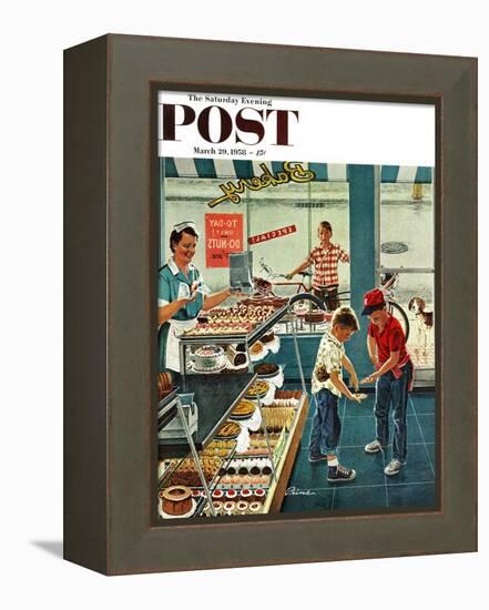 "Doughnuts for Loose Change" Saturday Evening Post Cover, March 29, 1958-Ben Kimberly Prins-Framed Premier Image Canvas