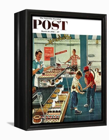 "Doughnuts for Loose Change" Saturday Evening Post Cover, March 29, 1958-Ben Kimberly Prins-Framed Premier Image Canvas