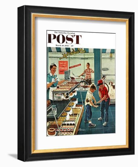 "Doughnuts for Loose Change" Saturday Evening Post Cover, March 29, 1958-Ben Kimberly Prins-Framed Giclee Print