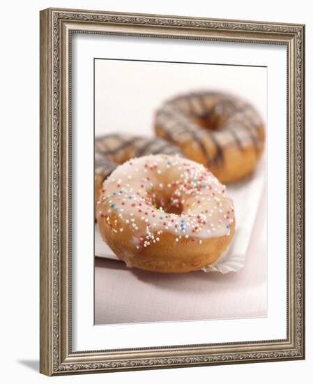 Doughnuts with Sugar Pearls and with Chocolate Icing-Alexander Feig-Framed Photographic Print