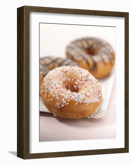 Doughnuts with Sugar Pearls and with Chocolate Icing-Alexander Feig-Framed Photographic Print