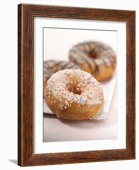 Doughnuts with Sugar Pearls and with Chocolate Icing-Alexander Feig-Framed Photographic Print