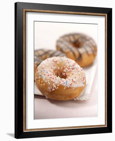 Doughnuts with Sugar Pearls and with Chocolate Icing-Alexander Feig-Framed Photographic Print