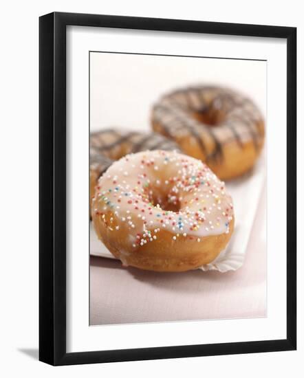 Doughnuts with Sugar Pearls and with Chocolate Icing-Alexander Feig-Framed Photographic Print