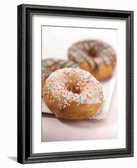 Doughnuts with Sugar Pearls and with Chocolate Icing-Alexander Feig-Framed Photographic Print