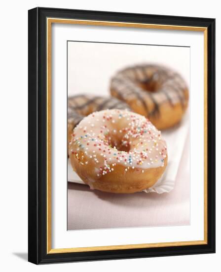 Doughnuts with Sugar Pearls and with Chocolate Icing-Alexander Feig-Framed Photographic Print