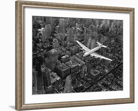 Douglas 4 Flying over Manhattan-Margaret Bourke-White-Framed Premium Photographic Print