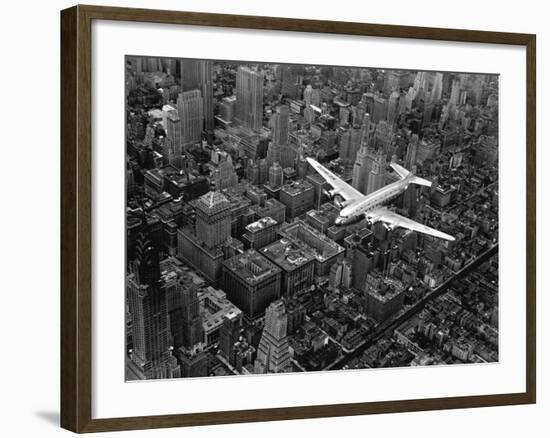 Douglas 4 Flying over Manhattan-Margaret Bourke-White-Framed Premium Photographic Print