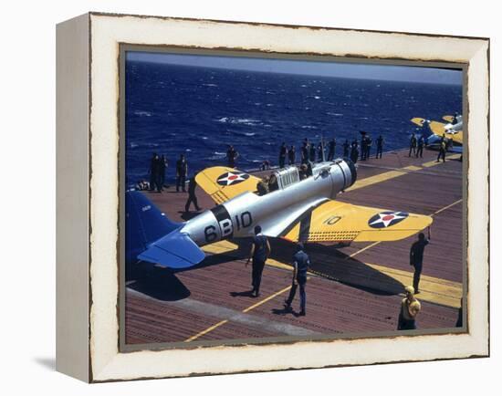 Douglas Tbd Torpedo Bomber Taxing to Parking Area Aboard the Aircraft Carrier Uss Entrprise-Carl Mydans-Framed Premier Image Canvas