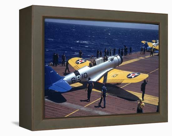 Douglas Tbd Torpedo Bomber Taxing to Parking Area Aboard the Aircraft Carrier Uss Entrprise-Carl Mydans-Framed Premier Image Canvas