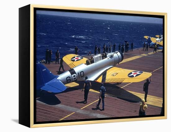 Douglas Tbd Torpedo Bomber Taxing to Parking Area Aboard the Aircraft Carrier Uss Entrprise-Carl Mydans-Framed Premier Image Canvas