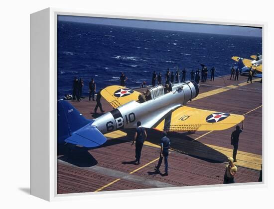 Douglas Tbd Torpedo Bomber Taxing to Parking Area Aboard the Aircraft Carrier Uss Entrprise-Carl Mydans-Framed Premier Image Canvas
