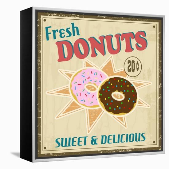 Dounuts Vintage Poster-radubalint-Framed Stretched Canvas