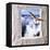 Dove Flying Toward Camera Through Plaster Frame with Ocean Waves in Background-null-Framed Premier Image Canvas