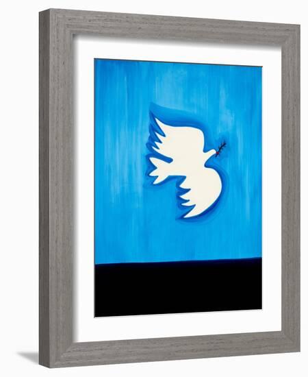 Dove with leaf,1998,(oil on linen)-Cristina Rodriguez-Framed Giclee Print