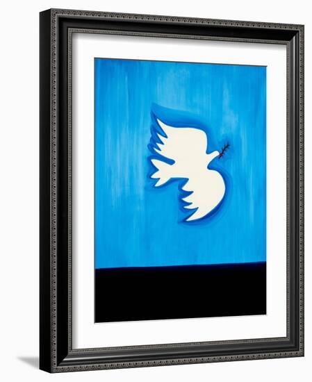 Dove with leaf,1998,(oil on linen)-Cristina Rodriguez-Framed Giclee Print