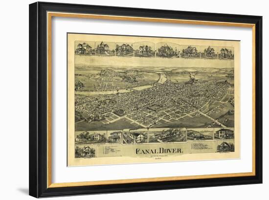 Dover, Ohio - Panoramic Map-Lantern Press-Framed Art Print