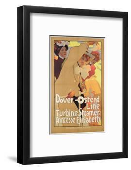Dover- Ostend Line', Poster Advertising Travel Between England and Belgium on Princesse Elisabeth-Adolfo Hohenstein-Framed Premium Giclee Print