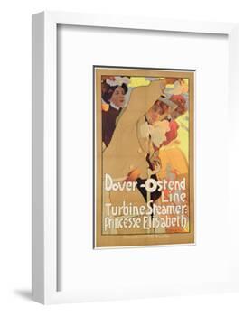 Dover- Ostend Line', Poster Advertising Travel Between England and Belgium on Princesse Elisabeth-Adolfo Hohenstein-Framed Premium Giclee Print