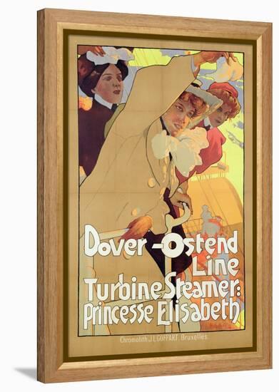 Dover- Ostend Line', Poster Advertising Travel Between England and Belgium on Princesse Elisabeth-Adolfo Hohenstein-Framed Premier Image Canvas